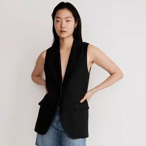 M Madewell Black Larsen Vest in 100% Linen